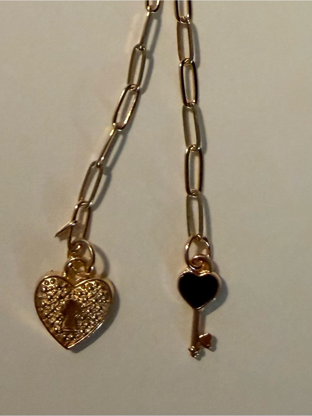 Gold Paperclip Chain / lock and key